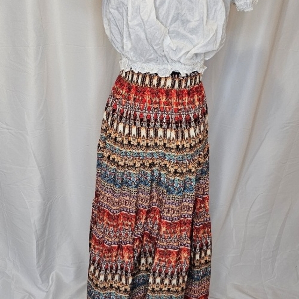 Bohemian Multicolor Maxi Skirt - Picture 4 of 8
